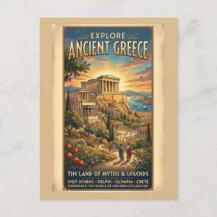 Carte Postale Affiche de voyage vintage de la Grèce antique Expl