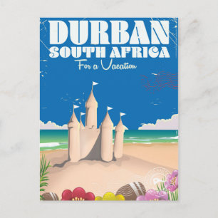 Carte Postale Affiche de voyage vintage de la plage de Durban Af