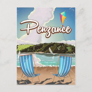 Carte Postale Affiche de voyage vintage de la plage de Penzance
