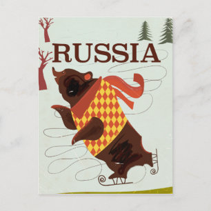 Carte Postale Affiche de voyage vintage de l'ours Russie