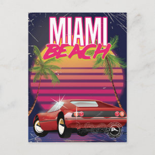 Carte Postale affiche de voyage vintage de Miami Beach