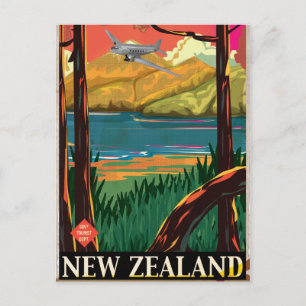 Carte Postale Affiche de voyage vintage de Nouvelle-Zélande