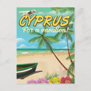 Carte Postale Affiche de voyage vintage de plage de Chypre