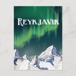 Carte Postale Affiche de voyage vintage de Reykjavik