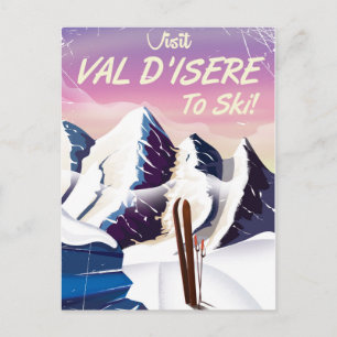 Carte Postale Affiche de voyage vintage de ski à Val-d'Isère