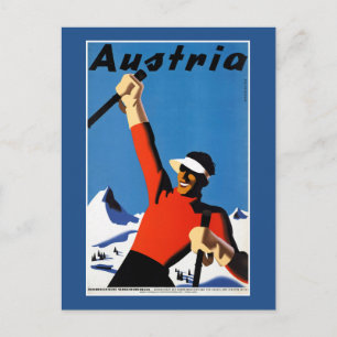 Carte Postale Affiche de voyage vintage de ski en Autriche
