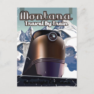 Carte Postale Affiche de voyage vintage de train du Montana.