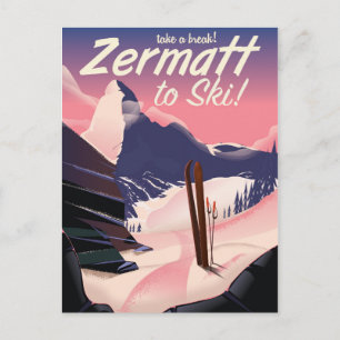 Carte Postale Affiche de voyage vintage de Zermatt