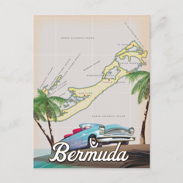 Carte Postale Affiche de voyage vintage des Bermudes (Devant)