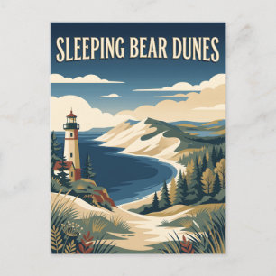 Carte Postale Affiche de voyage vintage des Sleeping Bear Dunes 