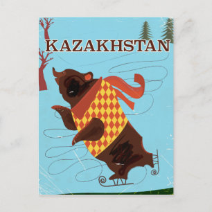 Carte Postale affiche de voyage vintage dessin animé kazakhstan