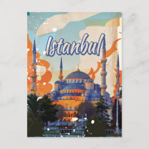 Carte Postale Affiche de voyage vintage d'Istanbul