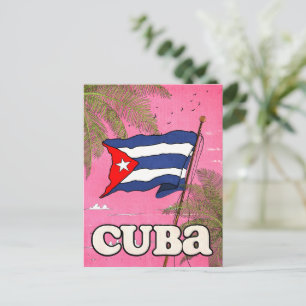 Carte Postale Affiche de voyage vintage du drapeau cubain