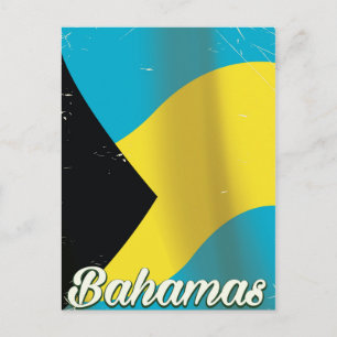 Carte Postale Affiche de voyage vintage du drapeau des Bahamas