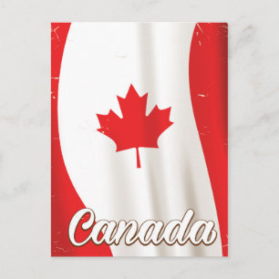 Carte Postale Affiche de voyage vintage du drapeau du Canada