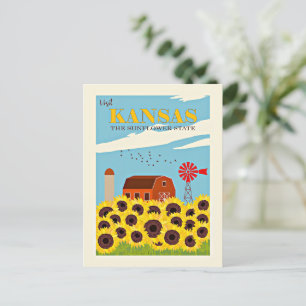 Carte Postale Affiche de voyage vintage du Kansas