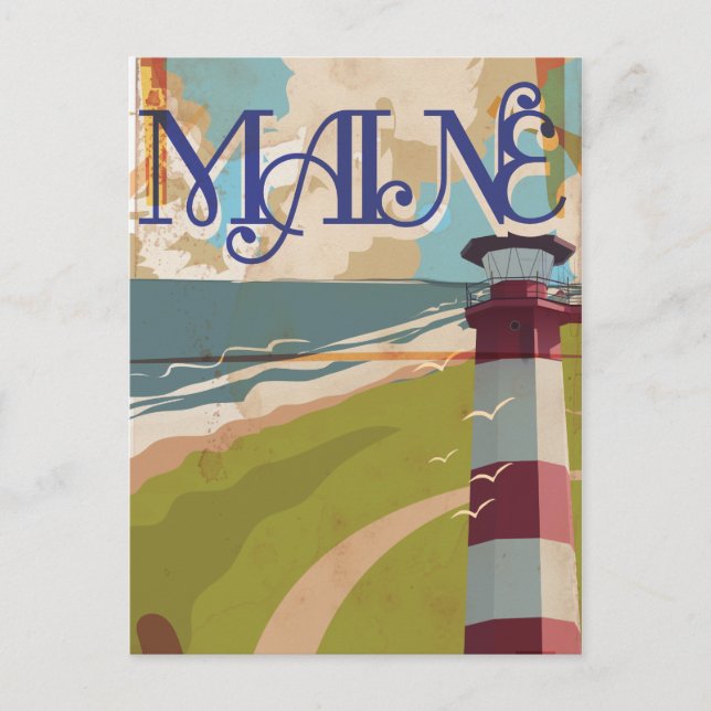 Carte Postale Affiche de voyage vintage du Maine (Devant)