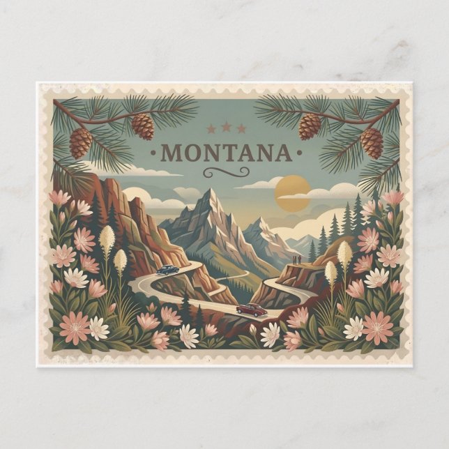 Carte Postale Affiche de voyage vintage du Montana (Devant)