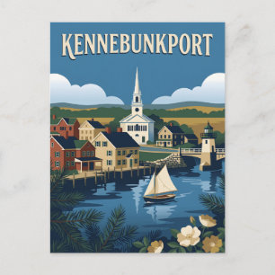Carte Postale Affiche de voyage vintage du port de Kennebunkport