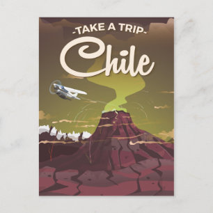 Carte Postale Affiche de voyage vintage du volcan du Chili