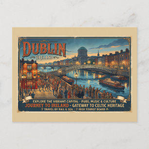 Carte Postale Affiche de voyage vintage Dublin Irlande