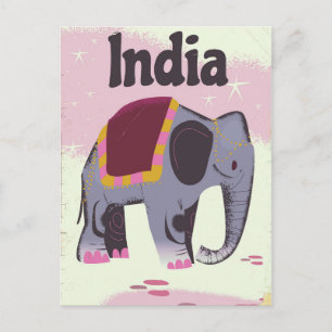 Carte Postale Affiche de voyage vintage éléphant indien.