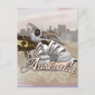 Carte Postale Affiche de voyage vintage Fly to Australia