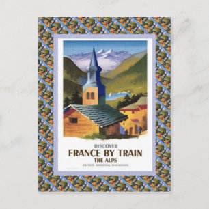 Carte Postale Affiche de voyage Vintage, France en train