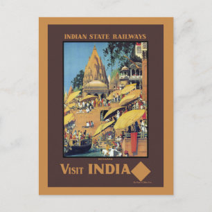 Carte Postale Affiche de voyage Vintage Inde Varanasi Ganges ann