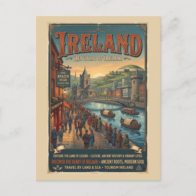 Carte Postale Affiche de voyage vintage Irlande (Devant)