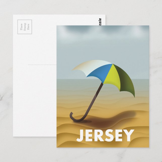 Carte Postale Affiche de voyage vintage Jersey. (Devant / Derrière)