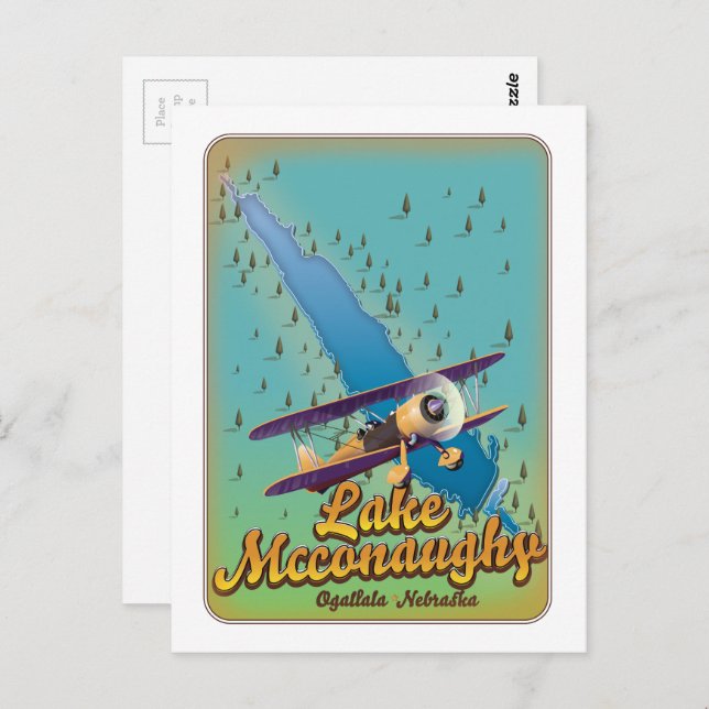 Carte Postale affiche de voyage vintage lake mcconaughy. (Devant / Derrière)