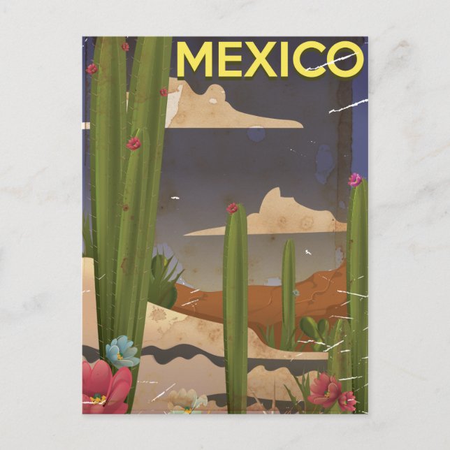 Carte Postale Affiche de voyage vintage Mexique. (Devant)