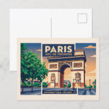 Affiche de voyage vintage Paris Arc de Triomphe