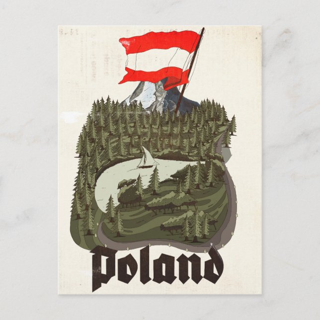 Carte Postale Affiche de voyage vintage Pologne (Devant)