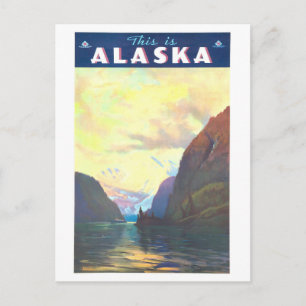 Carte Postale Affiche de voyage vintage pour l'Alaska