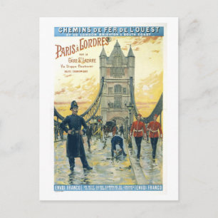 Carte Postale Affiche de voyage vintage pour Londres et Paris