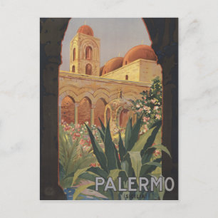 Carte Postale Affiche de voyage vintage pour Palerme, Italie.
