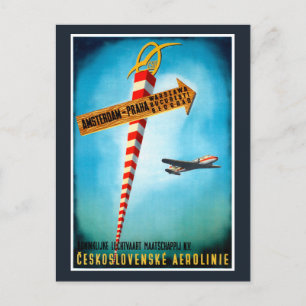 Carte Postale Affiche de voyage vintage restaurée de Tchécoslova