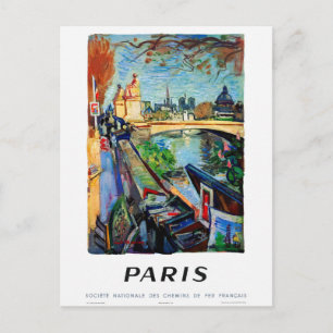 Carte Postale Affiche de voyage vintage restaurée Paris France