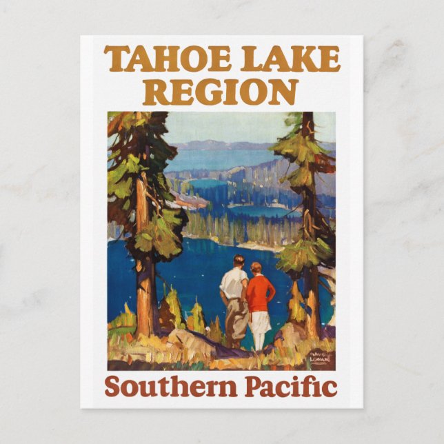 Carte Postale Affiche de voyage vintage restaurée Tahoe USA (Devant)