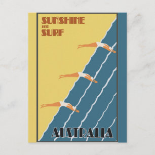 Carte Postale Affiche de voyage vintage rétro de plage Australie