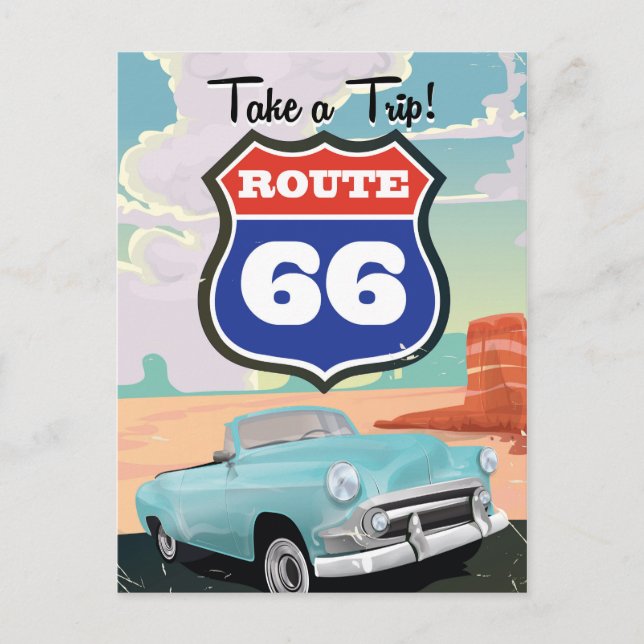 Carte Postale Affiche de voyage vintage Route 66 (Devant)