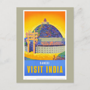 Carte Postale Affiche de voyage vintage Sanchi Visite Inde