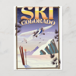 Carte Postale Affiche de voyage vintage Ski colorado