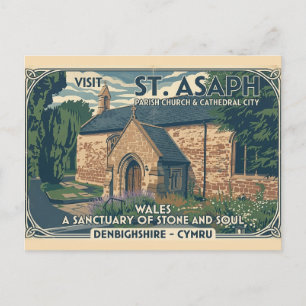 Carte Postale Affiche de voyage vintage St Asaph au Pays de Gall