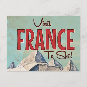 Carte Postale Affiche de voyage vintage sur le ski en France
