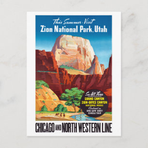 Carte Postale Affiche de voyage vintage USA Utah restaurée