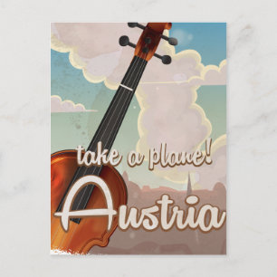 Carte Postale Affiche de voyage vintage violon Autriche.