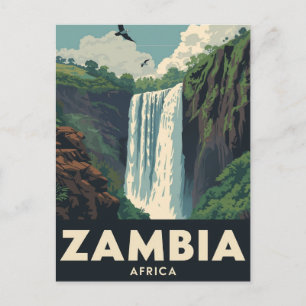 Carte Postale Affiche de voyage vintage Zambie Cascade